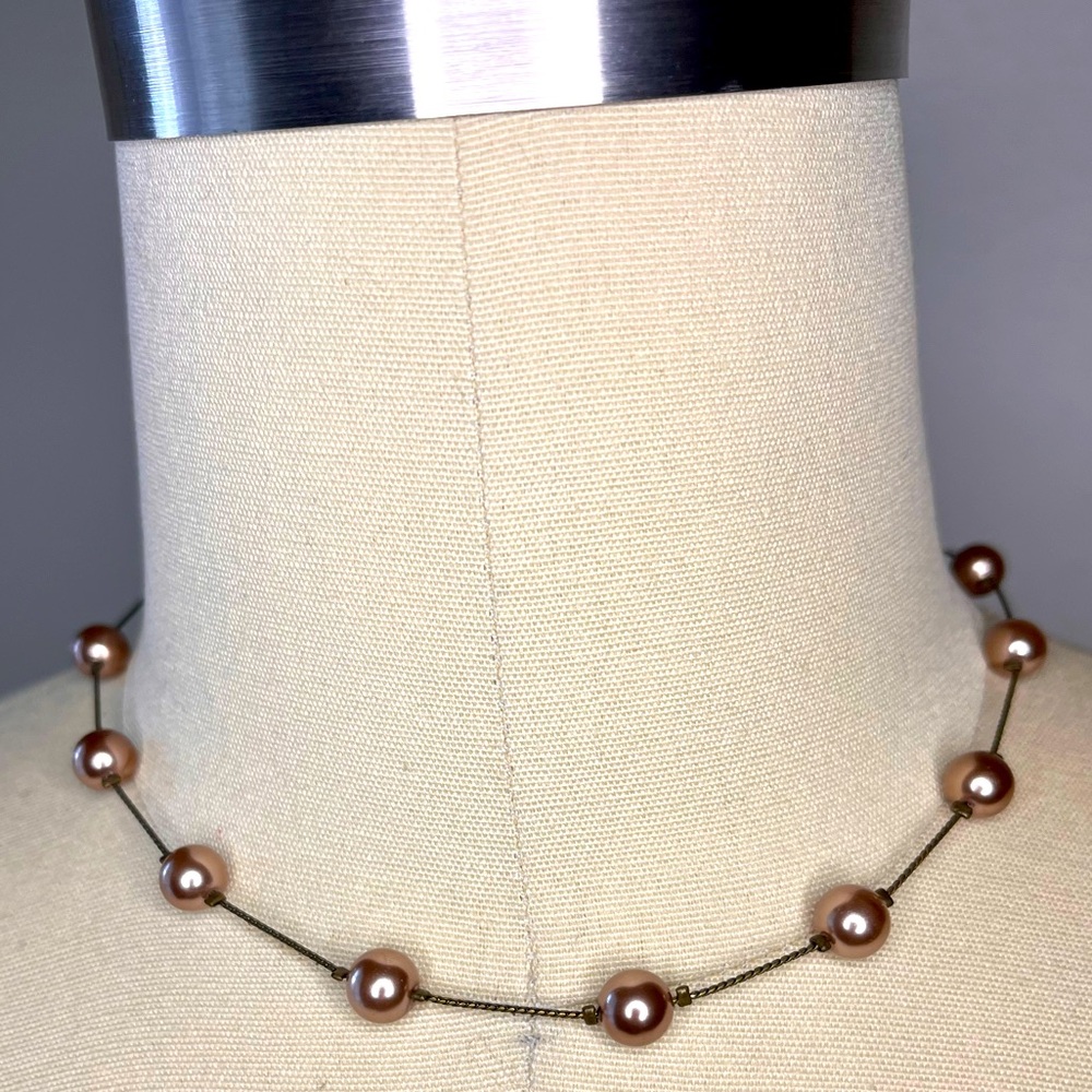 Lovely Taupe Pearl like Necklace.